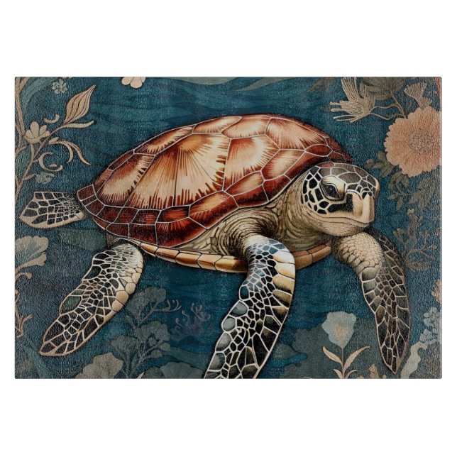 Beautiful Underwater Sea Turtle   Cutting Board (Front)