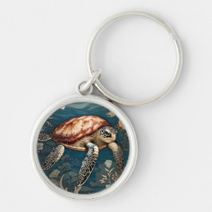 Beautiful Underwater Sea Turtle Key Ring