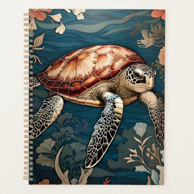 Beautiful Underwater Sea Turtle   Planner (Front)