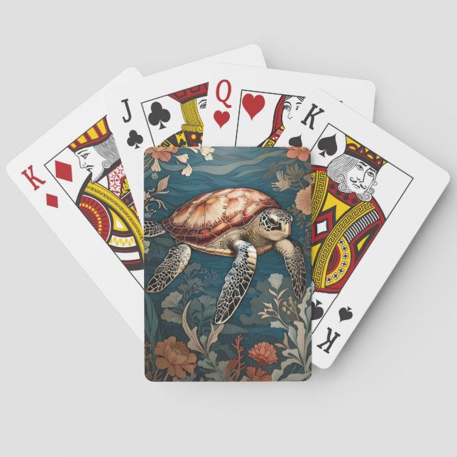Beautiful Underwater Sea Turtle   Playing Cards (Back)