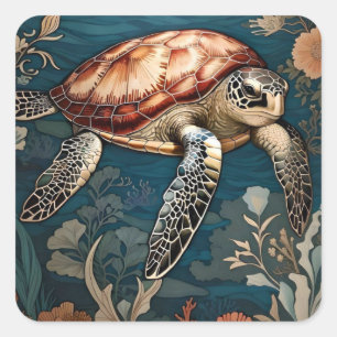 Beautiful Underwater Sea Turtle Square Sticker