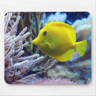 Beautiful Underwater Yellow Tang Fish and Coral Mouse Mat
