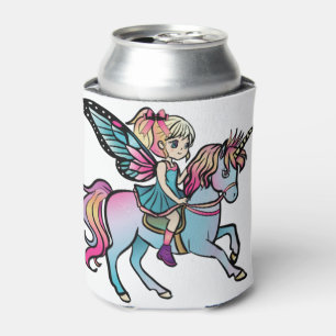 Beautiful unicorn accompanied with her fairy 1 can cooler