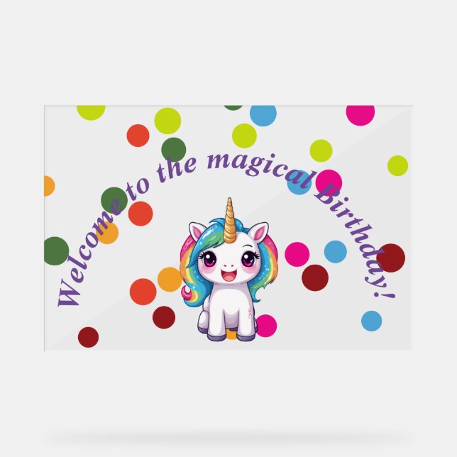 Beautiful unicorn birthday Acrylic Sign (Front)