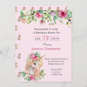 Beautiful Unicorn Birthday Invitation