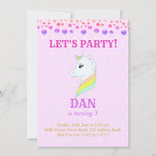 Beautiful Unicorn Birthday Invitation