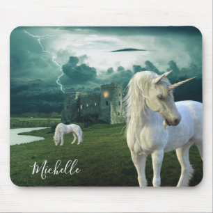 Beautiful Unicorn Castle Fantasy Personalised Mouse Mat