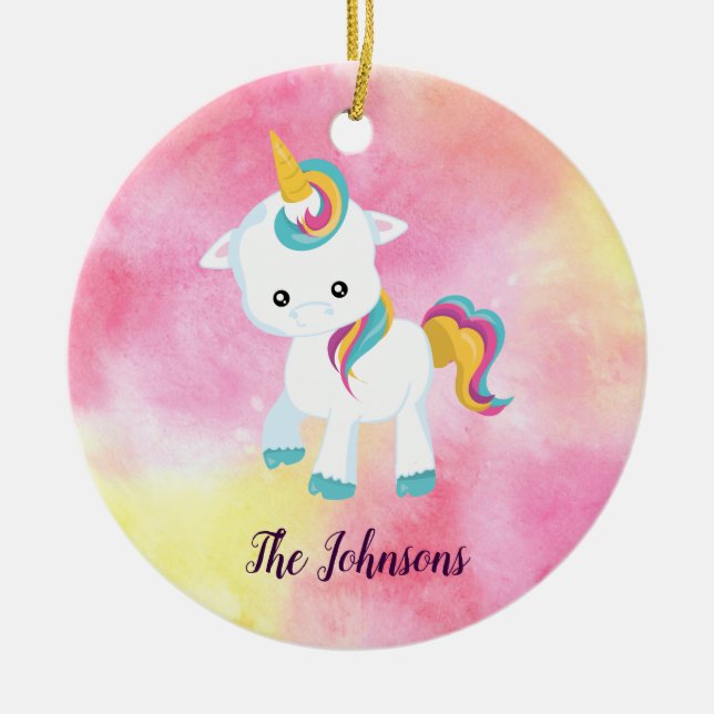 Beautiful Unicorn Christmas Ceramic Tree Decoration (Front)
