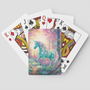 Beautiful Unicorn Enchanted Forest Playing Cards