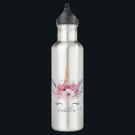 Beautiful unicorn face floral watercolor design 710 ml water bottle<br><div class="desc">Beautiful fun colorful Unicorn face watercolor floral design. The perfect gift for the girl in your life with this beautiful watercolor unicorn illustration and space to personalize. Part of a collection.</div>