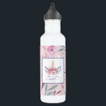 Beautiful unicorn face floral watercolor design 710 ml water bottle<br><div class="desc">Beautiful fun colourful Unicorn face watercolor floral design. The perfect gift for the girl in your life with this beautiful watercolor unicorn illustration and space to personalise. Part of a collection.</div>