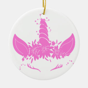 Beautiful unicorn head - Choose background color Ceramic Tree Decoration