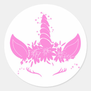 Beautiful unicorn head - Choose background colour Classic Round Sticker