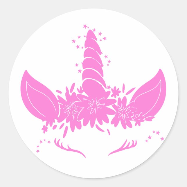 Beautiful unicorn head - Choose background colour Classic Round Sticker (Front)