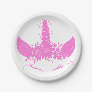 Beautiful unicorn head - Choose background colour Paper Plate