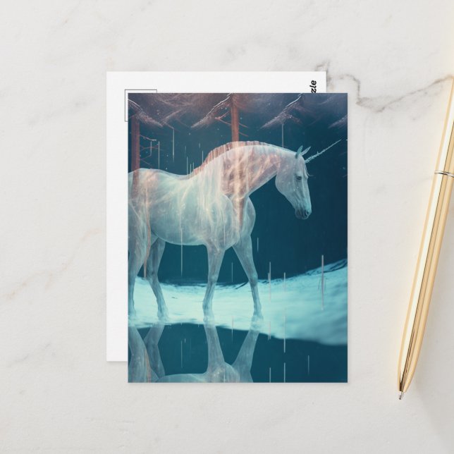 Beautiful Unicorn in a Frozen Landscape Postcard (Front/Back In Situ)