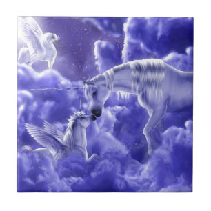 Beautiful Unicorn Mother and Daughter Tile