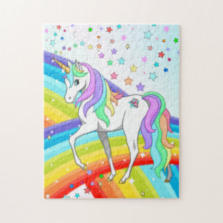 Beautiful Unicorn, Rainbow & Stars Jigsaw Puzzle