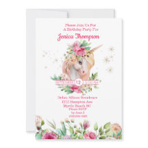 Beautiful Unicorn Stars Birthday Invitation