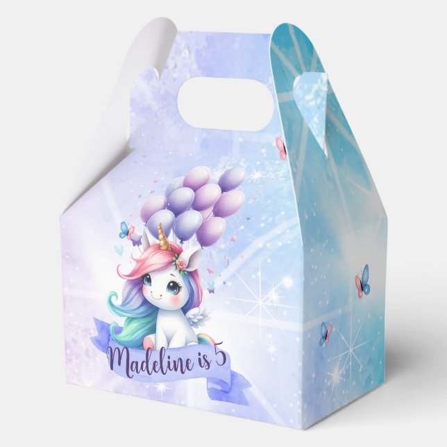 Beautiful Unicorn with Balloons Favour Box (Front)