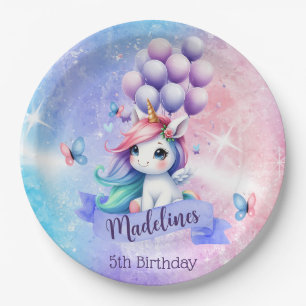 Beautiful Unicorn with Balloons Paper Plates