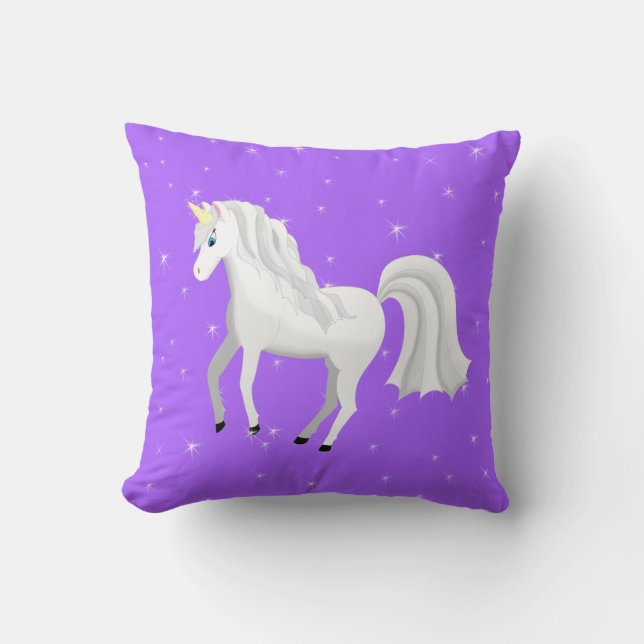 Beautiful Unicorn with Purple Starry Sky Cushion (Front)