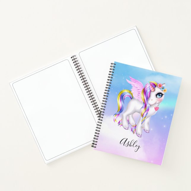 Beautiful Unicorn with Rainbow Mane & Tail Notebook (Inside)