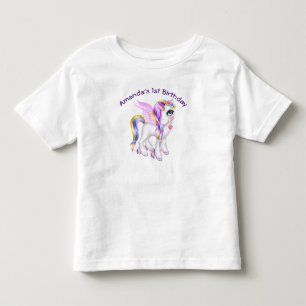 Beautiful Unicorn with Rainbow Mane & Tail Toddler T-Shirt