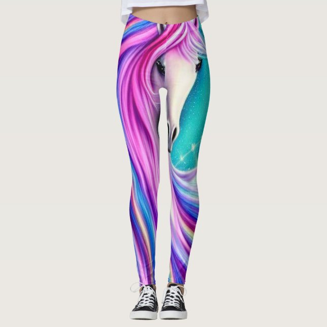 Beautiful Unicorns Full Flowing Graphic Leggings (Front)