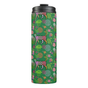 Beautiful, Unique, Colorful Floral Cat Thermal Tumbler