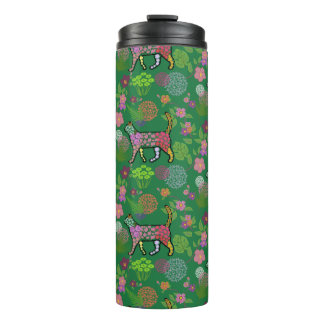 Beautiful, Unique, Colourful Floral Cat Thermal Tumbler