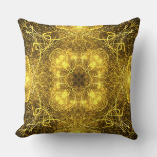 Beautiful Unique Gold Fractal Throw Pillow