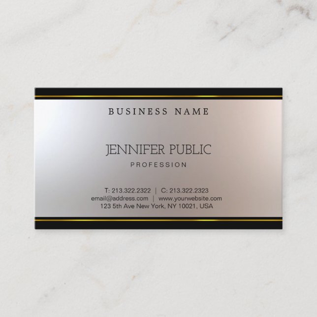 Beautiful Unique Modern Glamour Silver Gold Fine Business Card (Front)