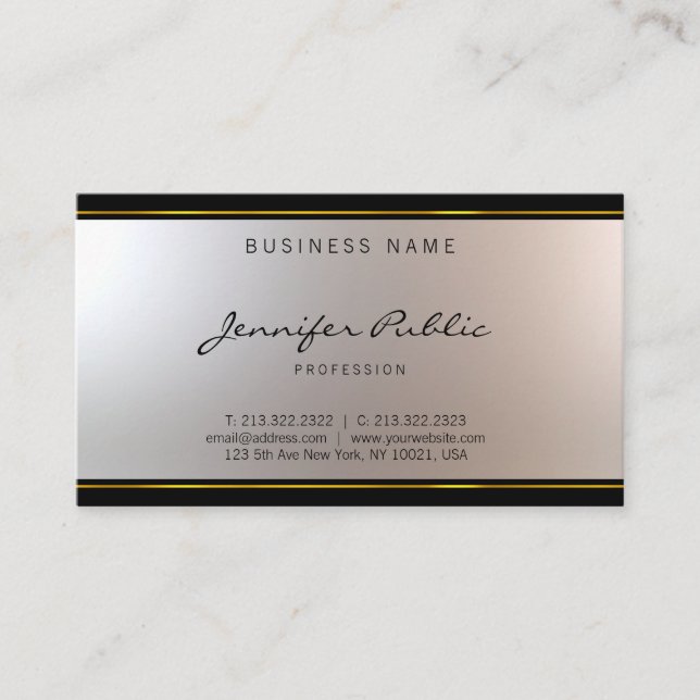 Beautiful Unique Script Modern Design Glamourous Business Card (Front)