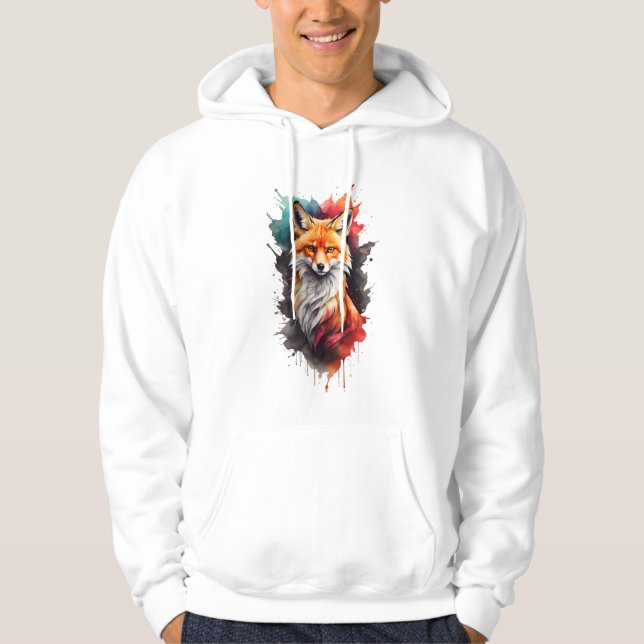 Beautiful Uplifting Watercolor Fox  Hoodie (Front)