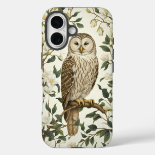Beautiful Ural Owl And Magnolia Blossoms iPhone 16 Case