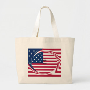 Beautiful USA Flag God Bless Our Home Large Tote Bag