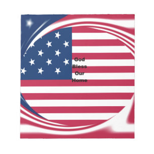 Beautiful USA Flag God Bless Our Home Notepad