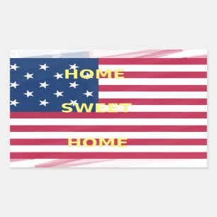 Beautiful USA Flag Home Sweet Home Rectangular Sticker
