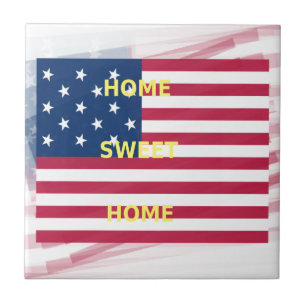 Beautiful USA Flag Home Sweet Home Tile