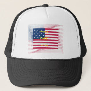 Beautiful USA Flag Home Sweet Home Trucker Hat