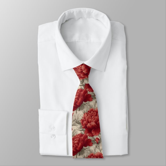 Beautiful Valentine Gifts For Him Peonies Flower Tie (Tied)