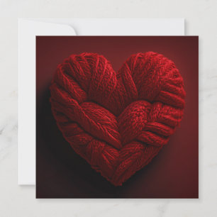 Beautiful Valentines Day Heart Made Of red Yarn Invitation