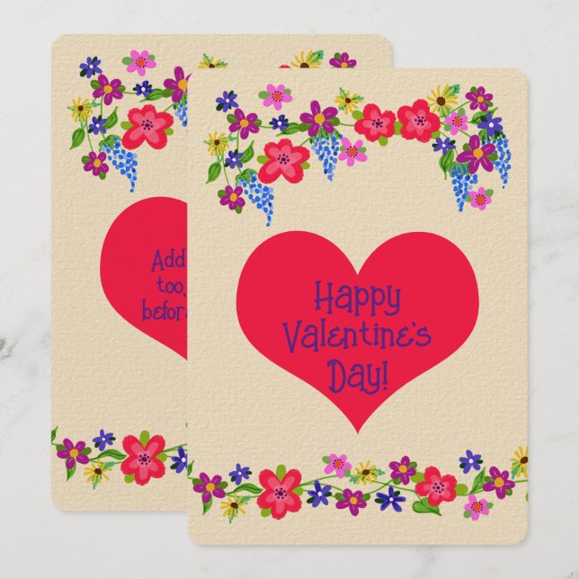 Beautiful Valentine's Day Hearts and Flowers (Front/Back)