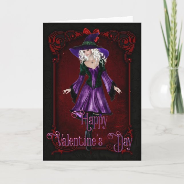 Beautiful Valentine's Day Witch Card 1 (Front)