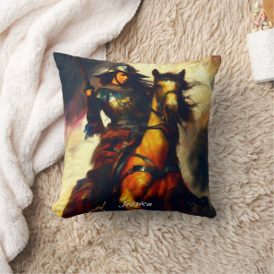 Beautiful Valkyrie on Horseback Cushion