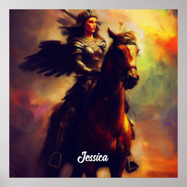 Beautiful Valkyrie on Horseback Poster (Front)