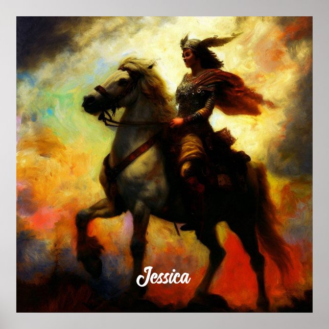 Beautiful Valkyrie on Horseback Poster (Front)