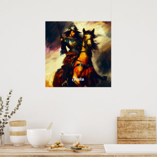 Beautiful Valkyrie on Horseback Poster