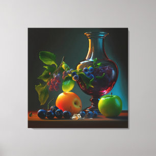 Beautiful Vase and Fruit Still-life Canvas Print